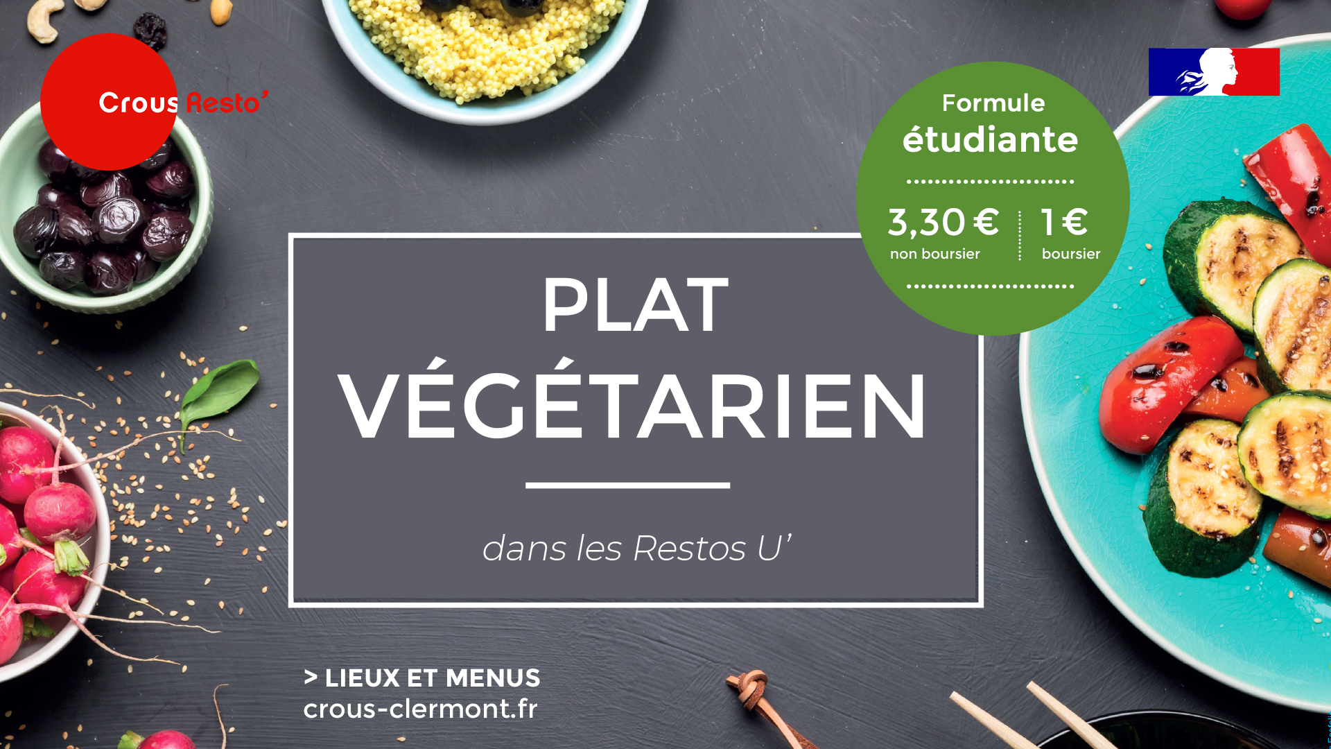 Un repas végétarien tous les jours, pour tous les étudiants Crous