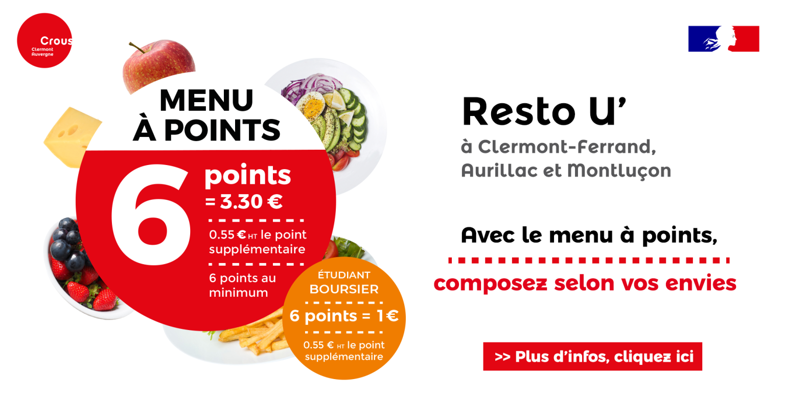 Varier son menu avec la souplesse du Menu à Points Crous Clermont Auvergne