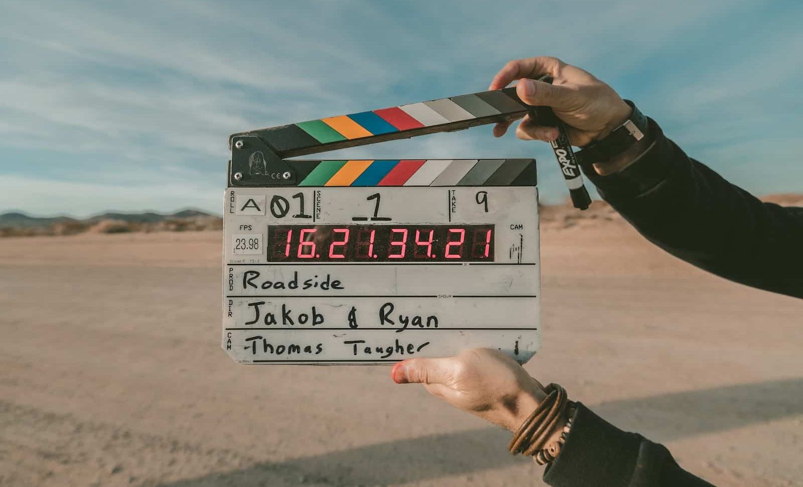 clap board roadside Jakob and Ryan