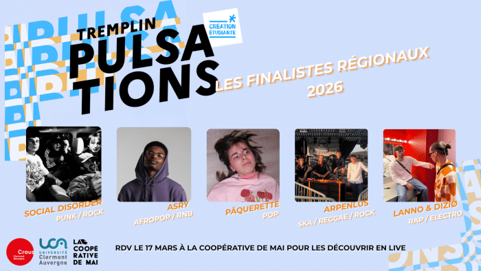 Découvrez qui sont les candidats sélectionnés pour la finale régionale du tremplin Pulsations 1 Pulsations 2026 la finale regionale 2