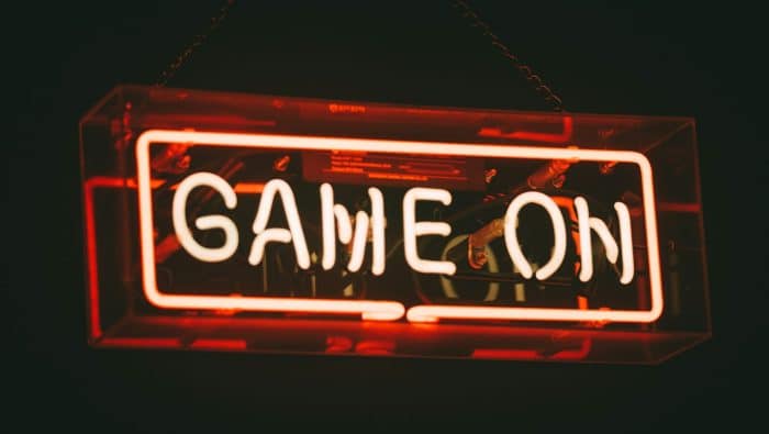 Soirée Blind-Test 73 red and white Game On LED signage