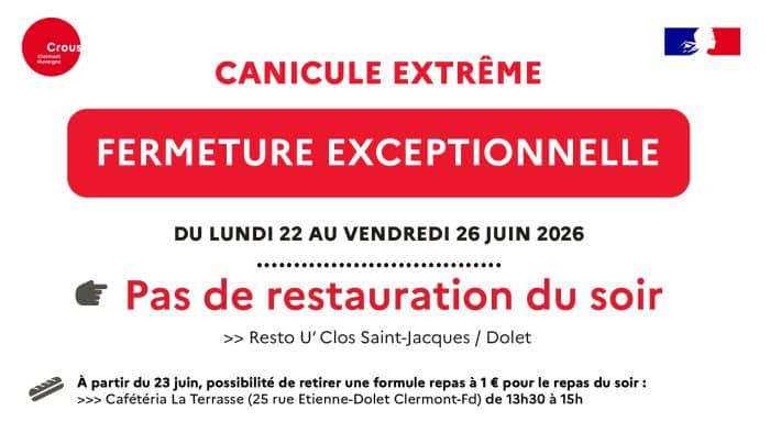 Canicule extrême - fermeture restauration du soir 1 Ban Fermeture canicule